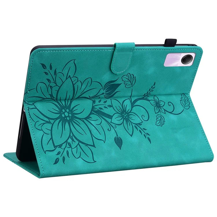 For Xiaomi Redmi Pad SE Lily Flower Case PU Leather Tablet Folio Shell Cover with Card Holder
