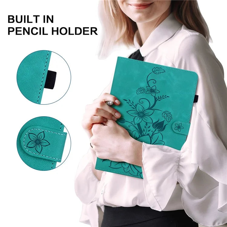 For Xiaomi Redmi Pad SE Lily Flower Case PU Leather Tablet Folio Shell Cover with Card Holder