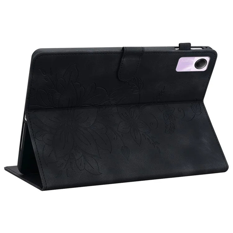 For Xiaomi Redmi Pad SE Lily Flower Case PU Leather Tablet Folio Shell Cover with Card Holder