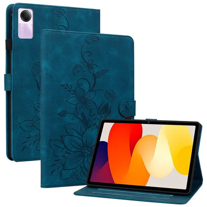 For Xiaomi Redmi Pad SE Lily Flower Case PU Leather Tablet Folio Shell Cover with Card Holder