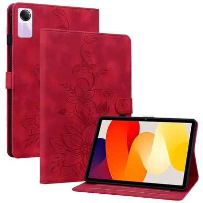 For Xiaomi Redmi Pad SE Lily Flower Case PU Leather Tablet Folio Shell Cover with Card Holder