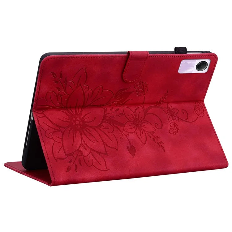 For Xiaomi Redmi Pad SE Lily Flower Case PU Leather Tablet Folio Shell Cover with Card Holder