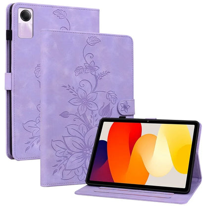 For Xiaomi Redmi Pad SE Lily Flower Case PU Leather Tablet Folio Shell Cover with Card Holder