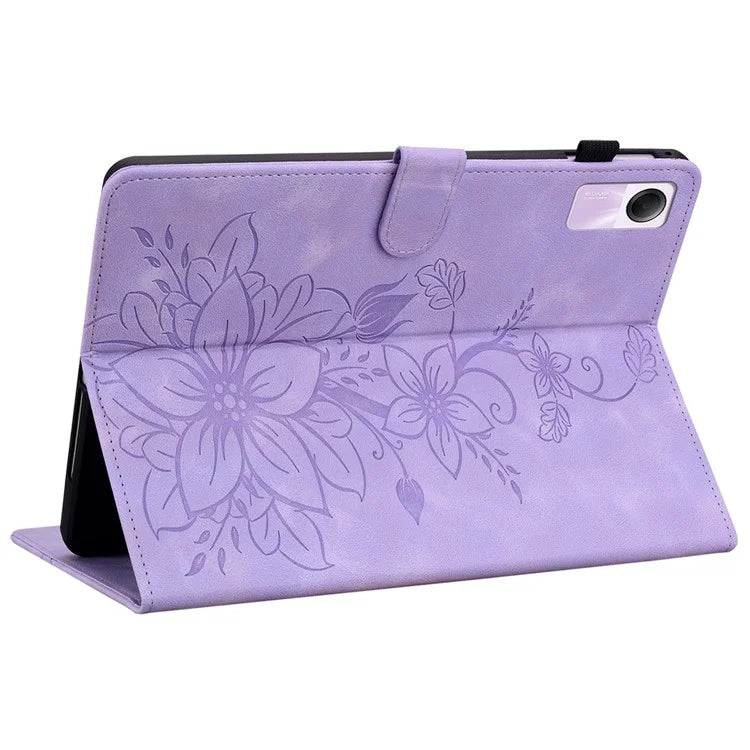 For Xiaomi Redmi Pad SE Lily Flower Case PU Leather Tablet Folio Shell Cover with Card Holder