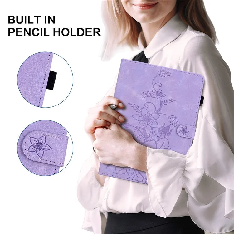 For Xiaomi Redmi Pad SE Lily Flower Case PU Leather Tablet Folio Shell Cover with Card Holder