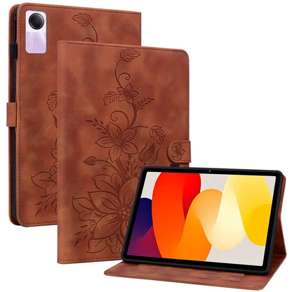 For Xiaomi Redmi Pad SE Lily Flower Case PU Leather Tablet Folio Shell Cover with Card Holder
