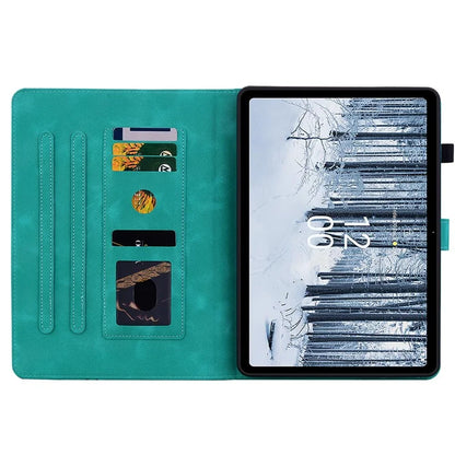For Nokia T21 Protective Case Lily Flower Imprint PU Leather Card Slots Tablet Cover