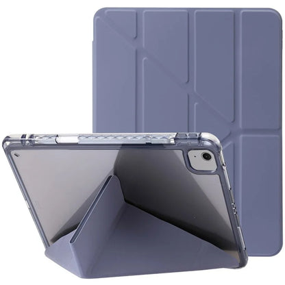 For iPad Air 13 (2024) Cover PU Leather Origami Stand Clear Tablet Shell