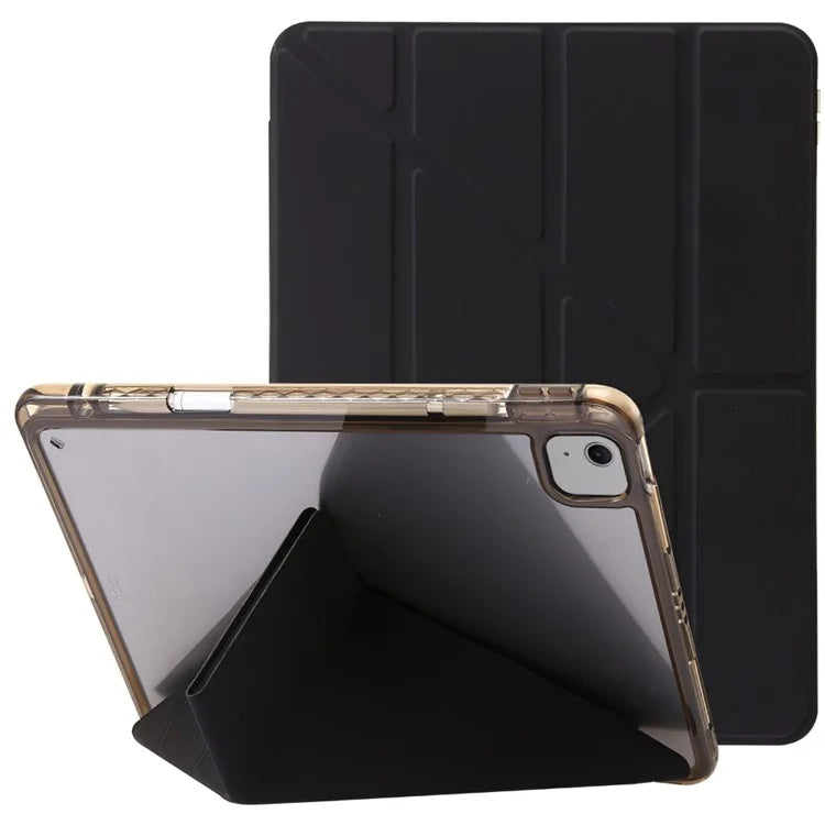 For iPad Air 13 (2024) Cover PU Leather Origami Stand Clear Tablet Shell
