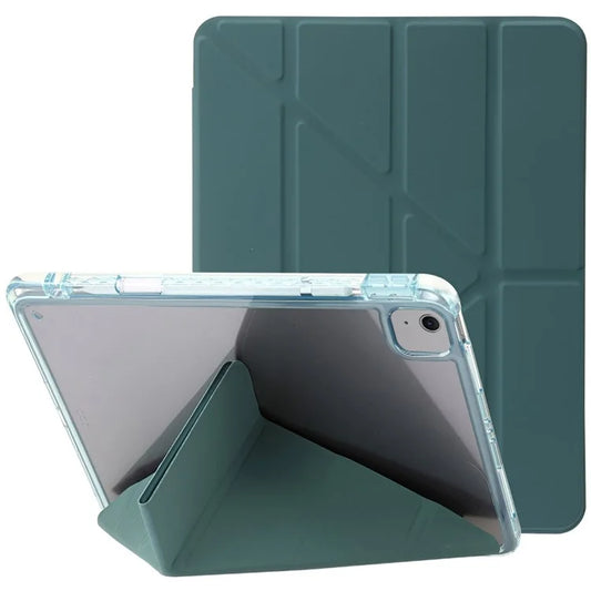 For iPad Air 13 (2024) Cover PU Leather Origami Stand Clear Tablet Shellish Green