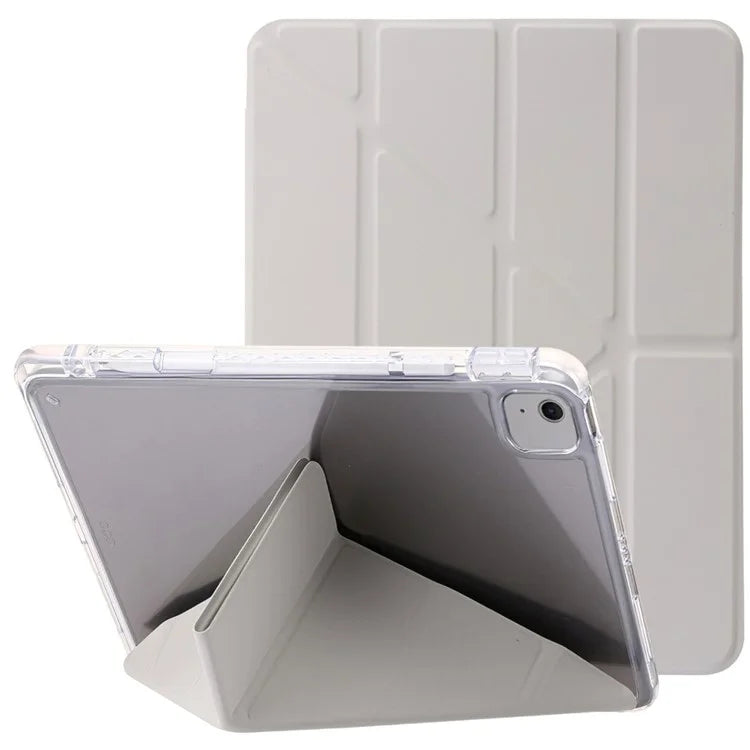 For iPad Air 13 (2024) Cover PU Leather Origami Stand Clear Tablet Shell