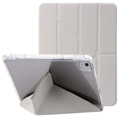 For iPad Air 13 (2024) Cover PU Leather Origami Stand Clear Tablet Shell