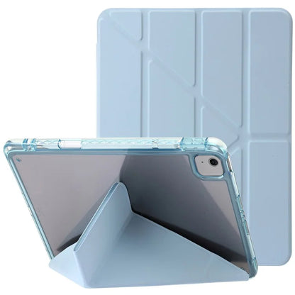 For iPad Air 13 (2024) Cover PU Leather Origami Stand Clear Tablet Shell