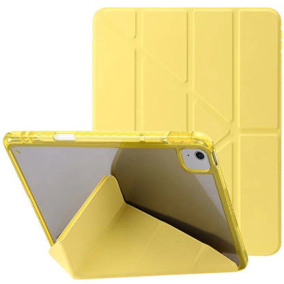 For iPad Air 13 (2024) Cover PU Leather Origami Stand Clear Tablet Shell