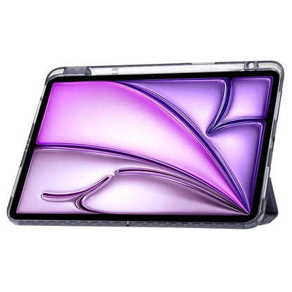 For iPad Air 13 (2024) Cover PU Leather Origami Stand Clear Tablet Shell
