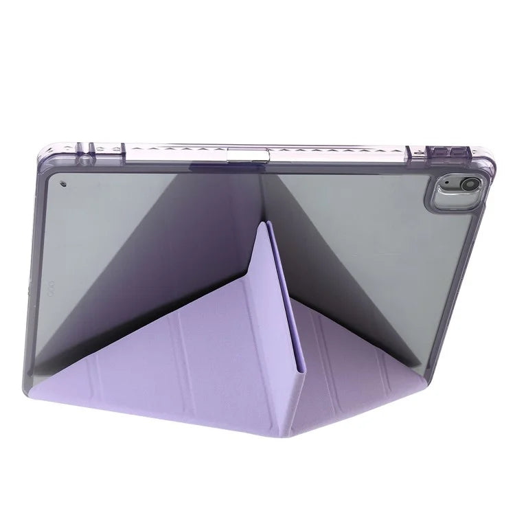 For iPad Air 13 (2024) Case PU Leather Origami Stand Clear Tablet Cover