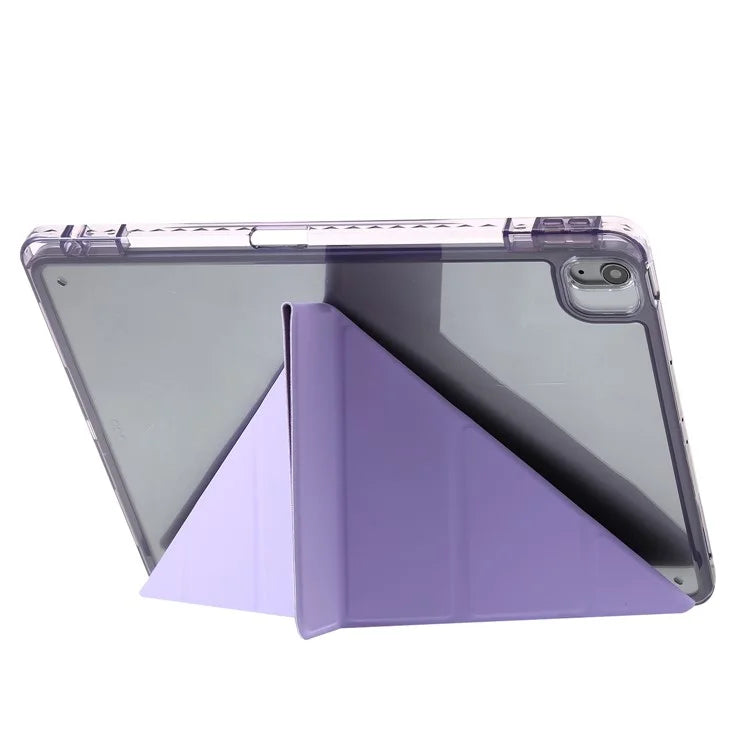 For iPad Air 13 (2024) Case PU Leather Origami Stand Clear Tablet Cover