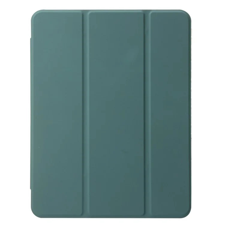 For iPad Air 13 (2024) Case Tri-fold Stand Acrylic Back PU Leather Anti Fall Tablet Coverish Green