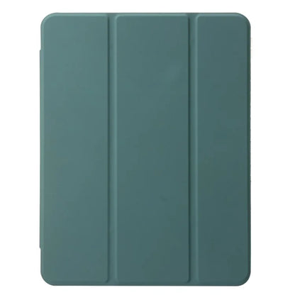 For iPad Air 13 (2024) Case Tri-fold Stand Acrylic Back PU Leather Anti Fall Tablet Coverish Green