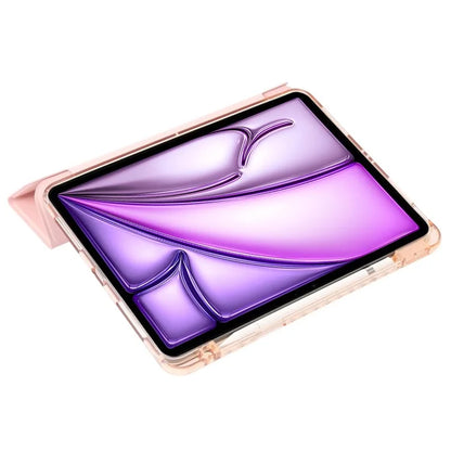 For iPad Air 13 (2024) Case Tri-fold Stand Acrylic Back PU Leather Anti Fall Tablet Coverish Green