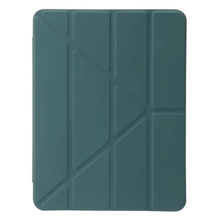 For iPad Air 11 (2024) Case PU Leather Origami Stand See-through Tablet Coverish Green