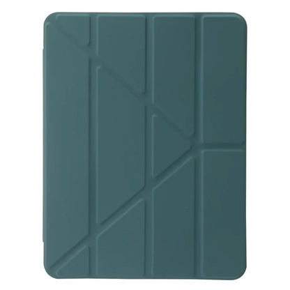 For iPad Air 11 (2024) Case PU Leather Origami Stand See-through Tablet Coverish Green