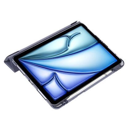 For iPad Air 11 (2024) Case PU Leather Origami Stand See-through Tablet Coverish Green