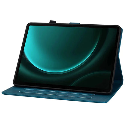 For Samsung Galaxy Tab S9 FE Leather Case Lily Flower Pattern Stand Protective Tablet Cover