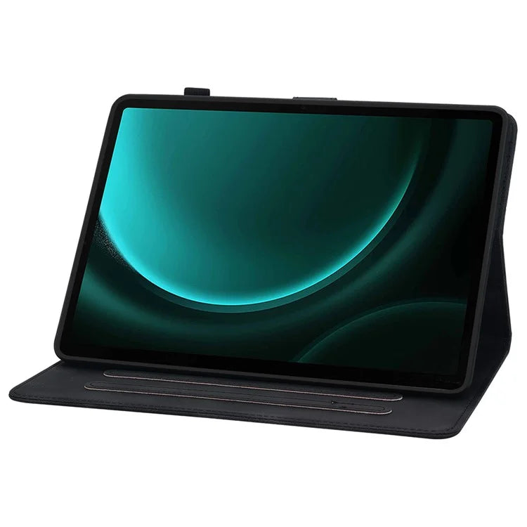 For Samsung Galaxy Tab S9 FE Leather Case Lily Flower Pattern Stand Protective Tablet Cover