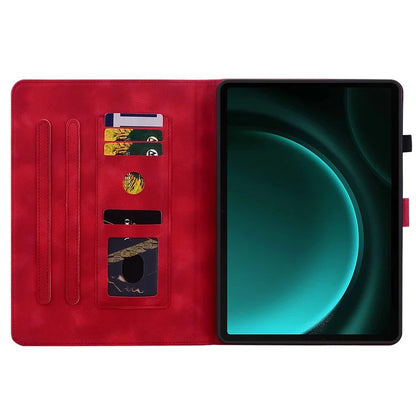 For Samsung Galaxy Tab S9 FE Leather Case Lily Flower Pattern Stand Protective Tablet Cover