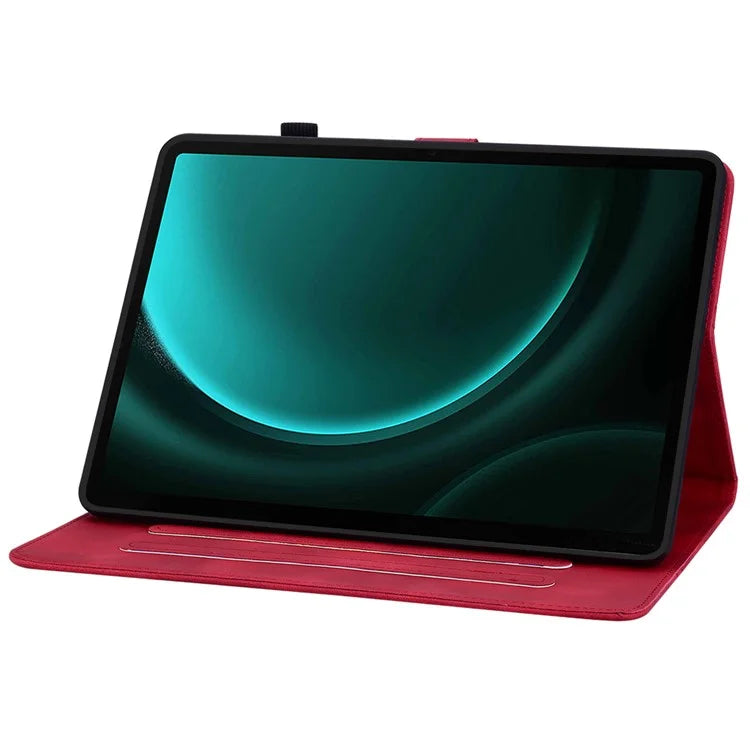 For Samsung Galaxy Tab S9 FE Leather Case Lily Flower Pattern Stand Protective Tablet Cover