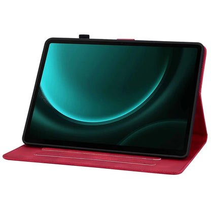 For Samsung Galaxy Tab S9 FE Leather Case Lily Flower Pattern Stand Protective Tablet Cover