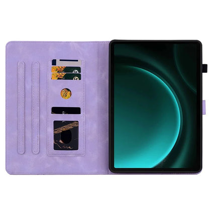 For Samsung Galaxy Tab S9 FE Leather Case Lily Flower Pattern Stand Protective Tablet Cover