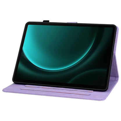 For Samsung Galaxy Tab S9 FE Leather Case Lily Flower Pattern Stand Protective Tablet Cover