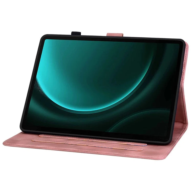 For Samsung Galaxy Tab S9 FE Leather Case Lily Flower Pattern Stand Protective Tablet Cover