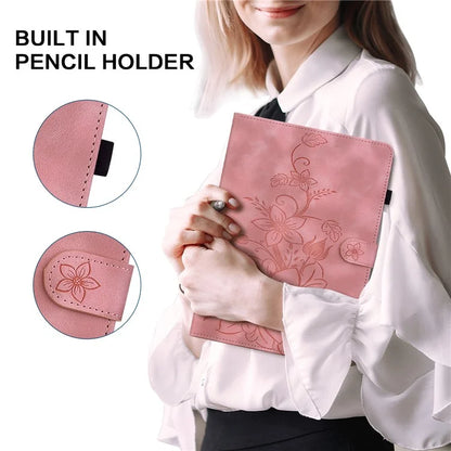 For Samsung Galaxy Tab S9 FE Leather Case Lily Flower Pattern Stand Protective Tablet Cover