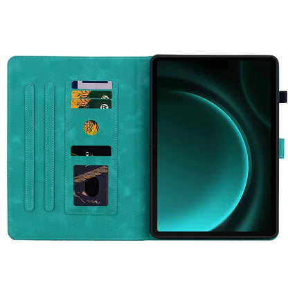 For Samsung Galaxy Tab S9 FE Leather Case Lily Flower Pattern Stand Protective Tablet Cover