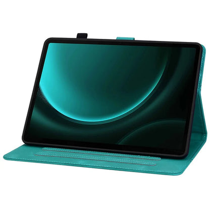For Samsung Galaxy Tab S9 FE Leather Case Lily Flower Pattern Stand Protective Tablet Cover