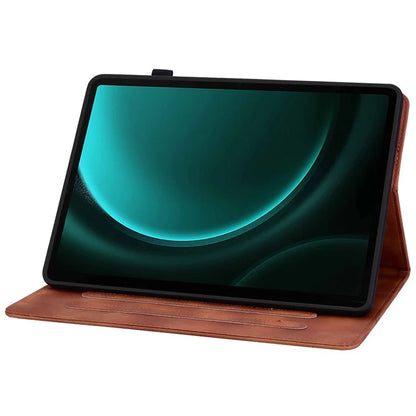 For Samsung Galaxy Tab S9 FE Leather Case Lily Flower Pattern Stand Protective Tablet Cover