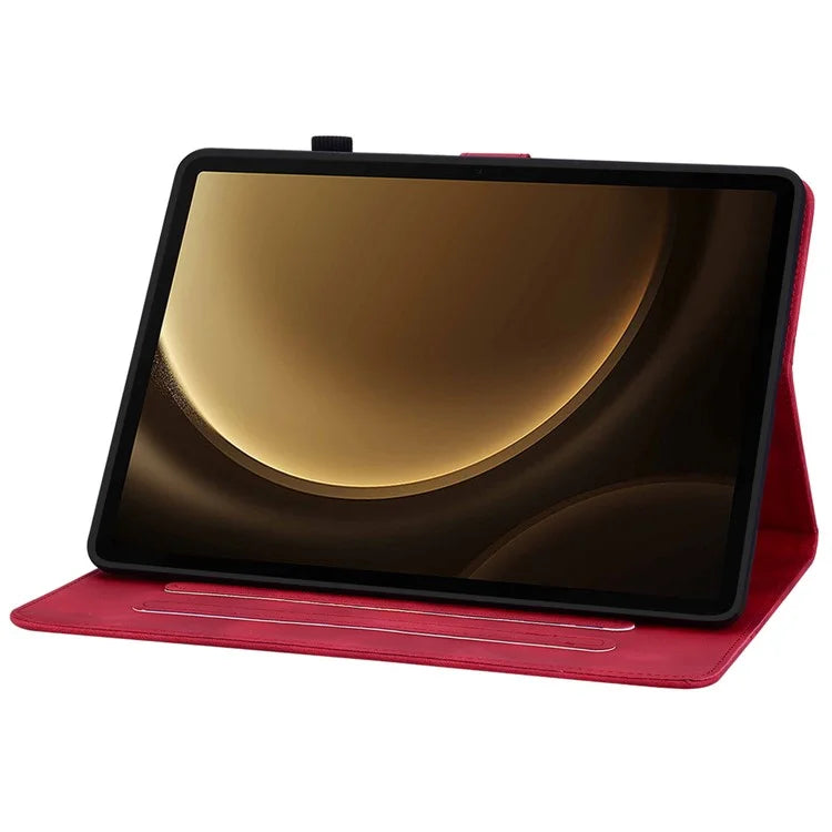 For Samsung Galaxy Tab S9+ / S9 FE+ Card Slots Case Lily Flower Imprint PU Leather Tablet Cover