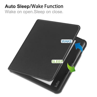 For Kobo Libra Colour Case PU Leather + TPU E-Reader Cover Support Auto Wake / Sleep
