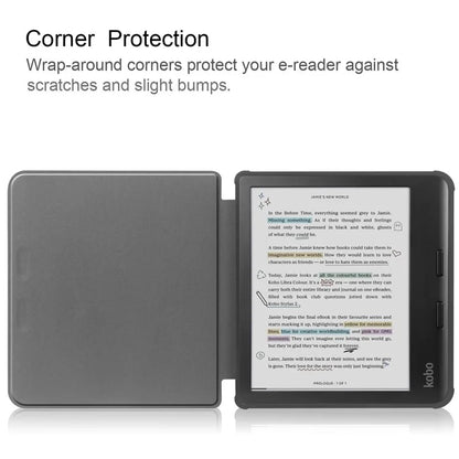 For Kobo Libra Colour Case PU Leather + TPU E-Reader Cover Support Auto Wake / Sleep