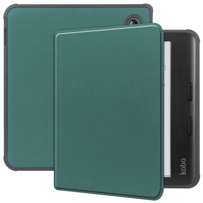 For Kobo Libra Colour Case PU Leather + TPU E-Reader Cover Support Auto Wake / Sleepish Green
