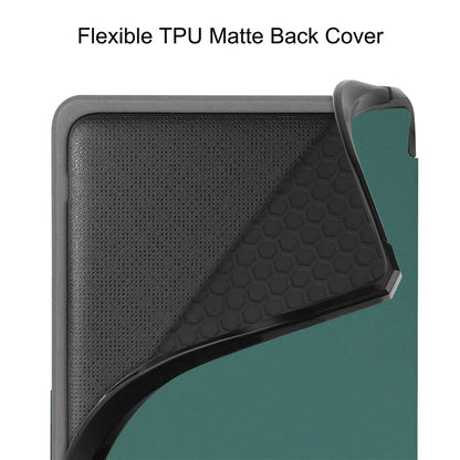 For Kobo Libra Colour Case PU Leather + TPU E-Reader Cover Support Auto Wake / Sleepish Green