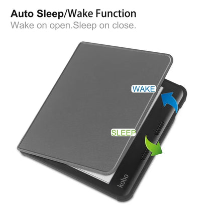 For Kobo Libra Colour Case PU Leather + TPU E-Reader Cover Support Auto Wake / Sleep