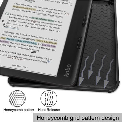 For Kobo Libra Colour Case PU Leather + TPU E-Reader Cover Support Auto Wake / Sleep