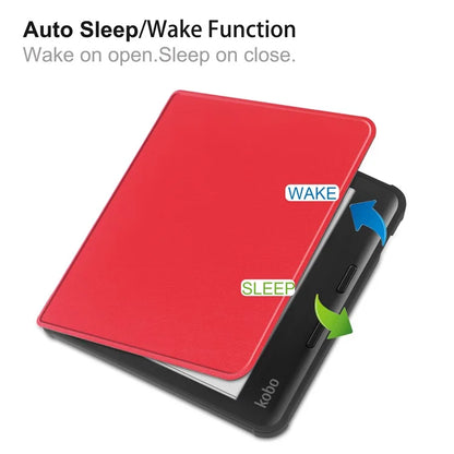 For Kobo Libra Colour Case PU Leather + TPU E-Reader Cover Support Auto Wake / Sleep