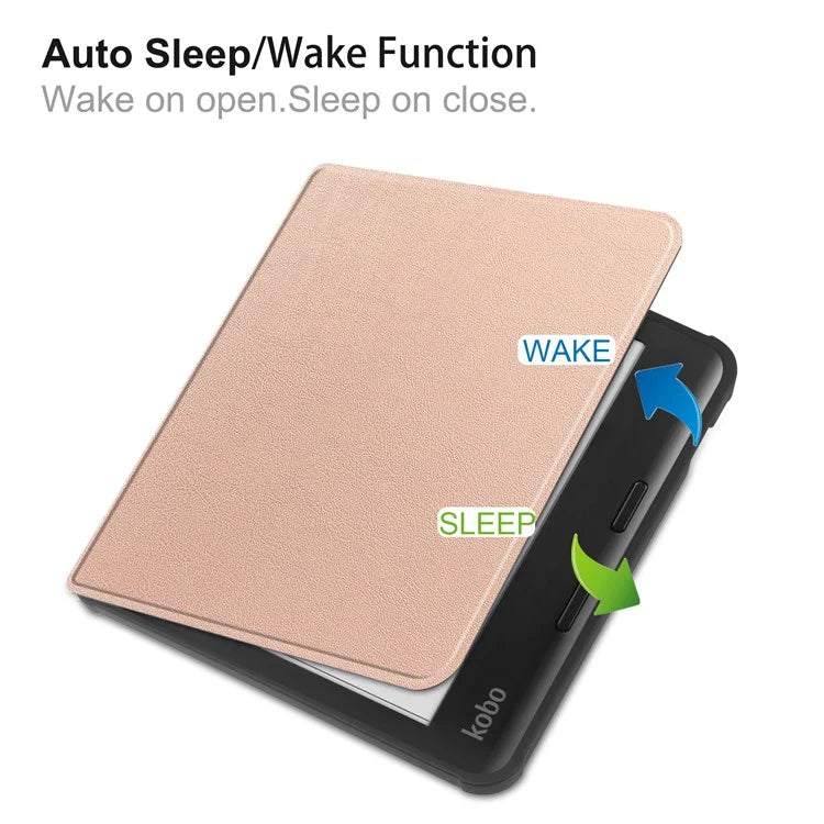 For Kobo Libra Colour Case PU Leather + TPU E-Reader Cover Support Auto Wake / Sleep