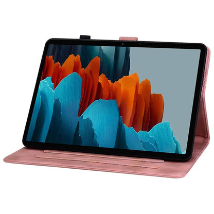 For Samsung Galaxy Tab S7+ / S7 FE / S8+ Case Lily Flower Imprint Card Slots PU Leather Tablet Cover