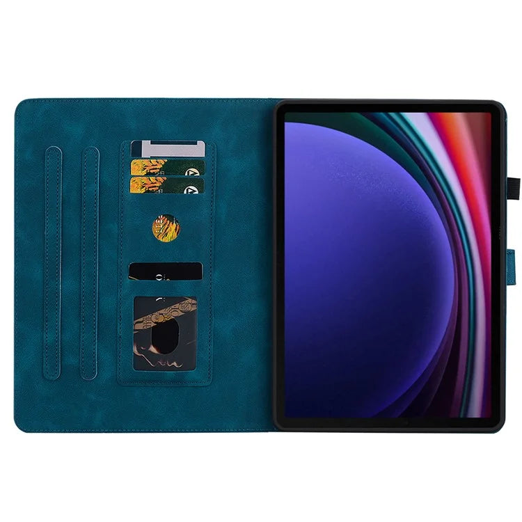 For Samsung Galaxy Tab S9 / Tab S7 / Tab S8 Case PU Leather+TPU Lily Flower Tablet Stand Shell